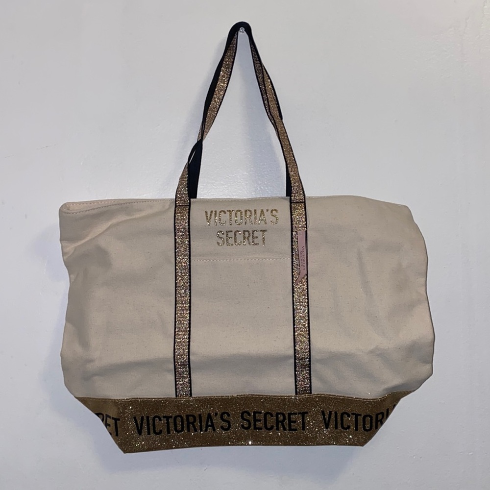 Victoria Secret Gold Glitter Tote
